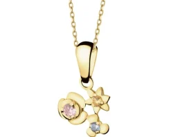 Złota zawieszka z cyrkoniami - kwiaty