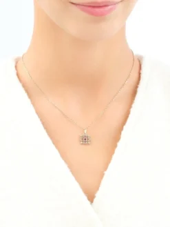 Złota zawieszka z cyrkoniami - rozeta