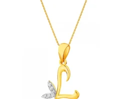 Złota zawieszka  z cyrkoniami - litera L