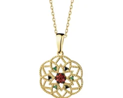 Złota zawieszka z cyrkoniami - rozeta