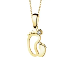 Złota zawieszka z cyrkoniami - stópki