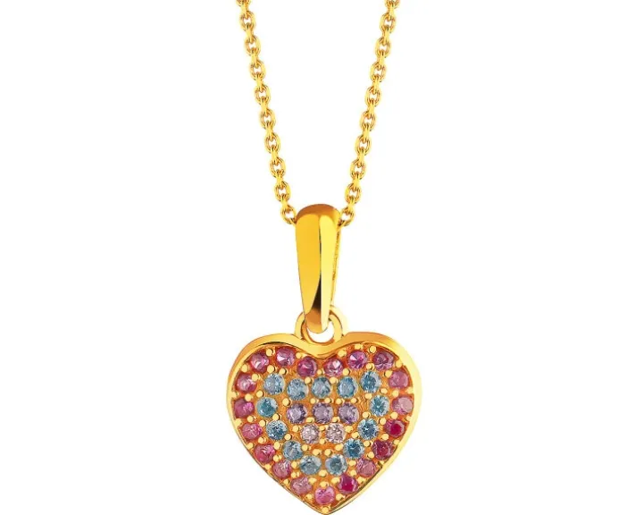 Złota zawieszka z cyrkoniami - serce