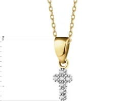 Złota zawieszka z cyrkoniami i łańcuszek - komplet - krzyż