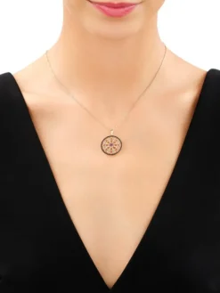 Złota zawieszka z cyrkoniami - rozeta