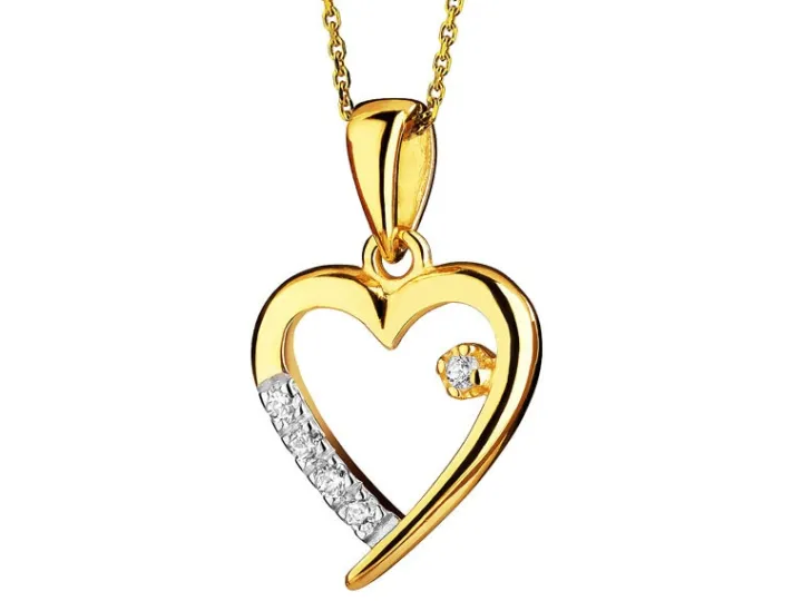 Złota zawieszka z cyrkoniami - serce