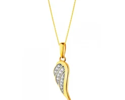 Złota zawieszka z cyrkoniami - skrzydło