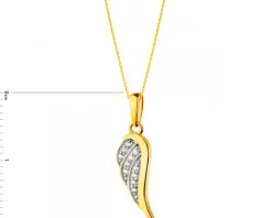 Złota zawieszka z cyrkoniami - skrzydło
