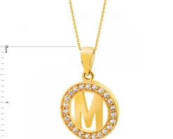 Złota zawieszka z cyrkoniami - litera M