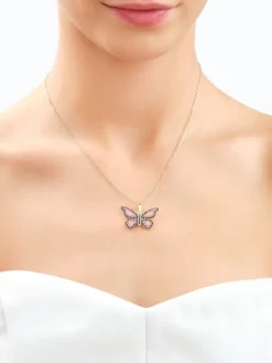 Złota zawieszka z cyrkoniami - motyl