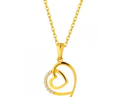 Złota zawieszka z cyrkoniami -  serca