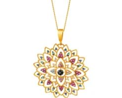 Złota zawieszka z cyrkoniami - rozeta