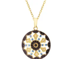 Złota zawieszka z cyrkoniami - rozeta