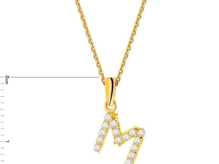 Złota zawieszka z cyrkoniami - litera M