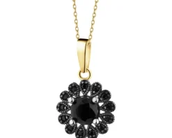 Złota zawieszka z cyrkoniami - kwiat