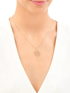 Złota zawieszka z cyrkoniami - rozeta