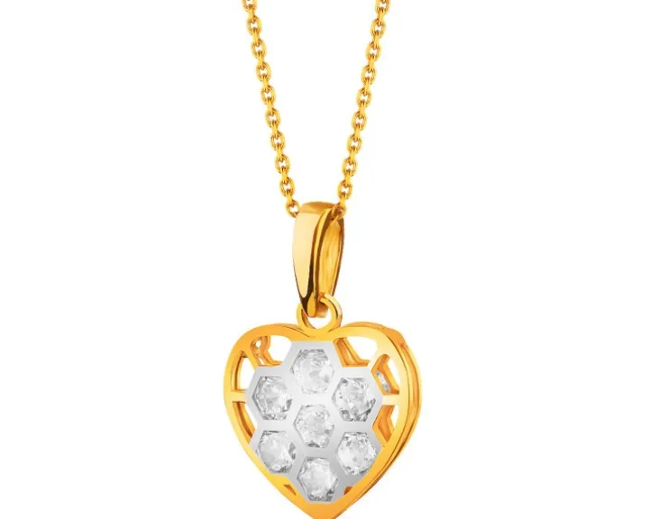 Złota zawieszka z cyrkoniami - serce