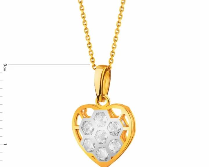 Złota zawieszka z cyrkoniami - serce