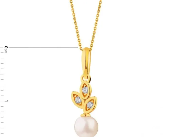 Złota zawieszka z cyrkoniami - perła