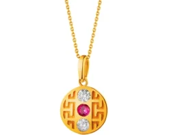 Złota zawieszka z cyrkoniami - koło