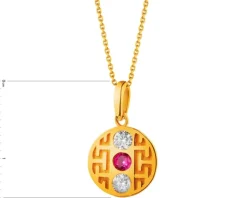 Złota zawieszka z cyrkoniami - koło