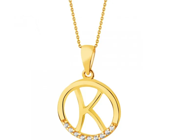 Złota zawieszka z cyrkoniami - Litera K
