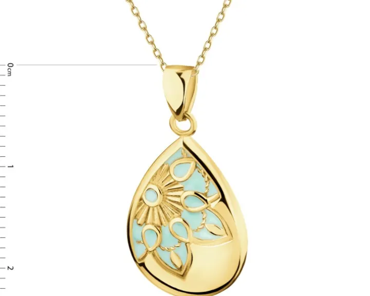 Złota zawieszka z emalią