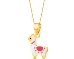 Złota zawieszka z emalią - alpaka