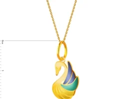 Złota zawieszka z emalią - łabędź