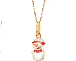 Złota zawieszka z emalią - bałwanek