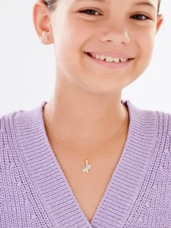 Złota zawieszka z emalią - jednorożec