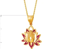 Złota zawieszka z emalią - kwiat lotosu