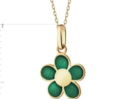 Złota zawieszka z emalią - kwiat
