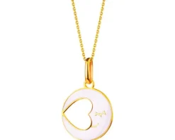 Złota zawieszka z emalią - Księżyc, serce