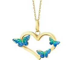 Złota zawieszka z emalią - motyle