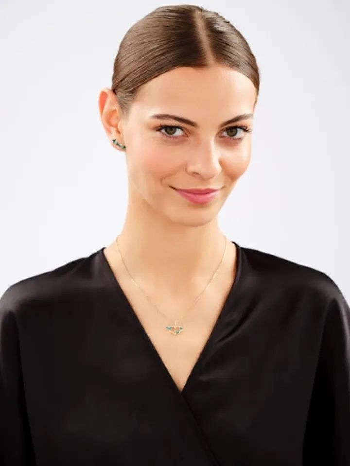 Złota zawieszka z emalią - motyle