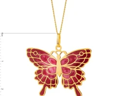 Złota zawieszka z emalią - motyl