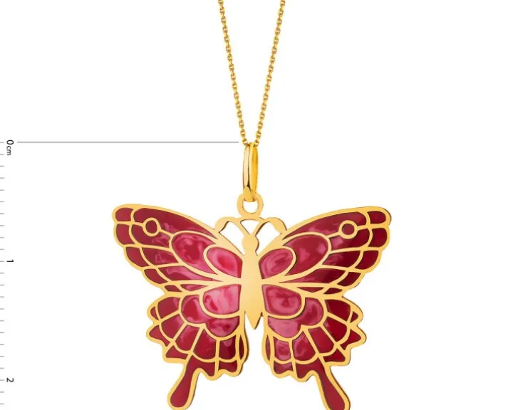 Złota zawieszka z emalią - motyl