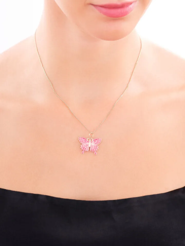 Złota zawieszka z emalią - motyl