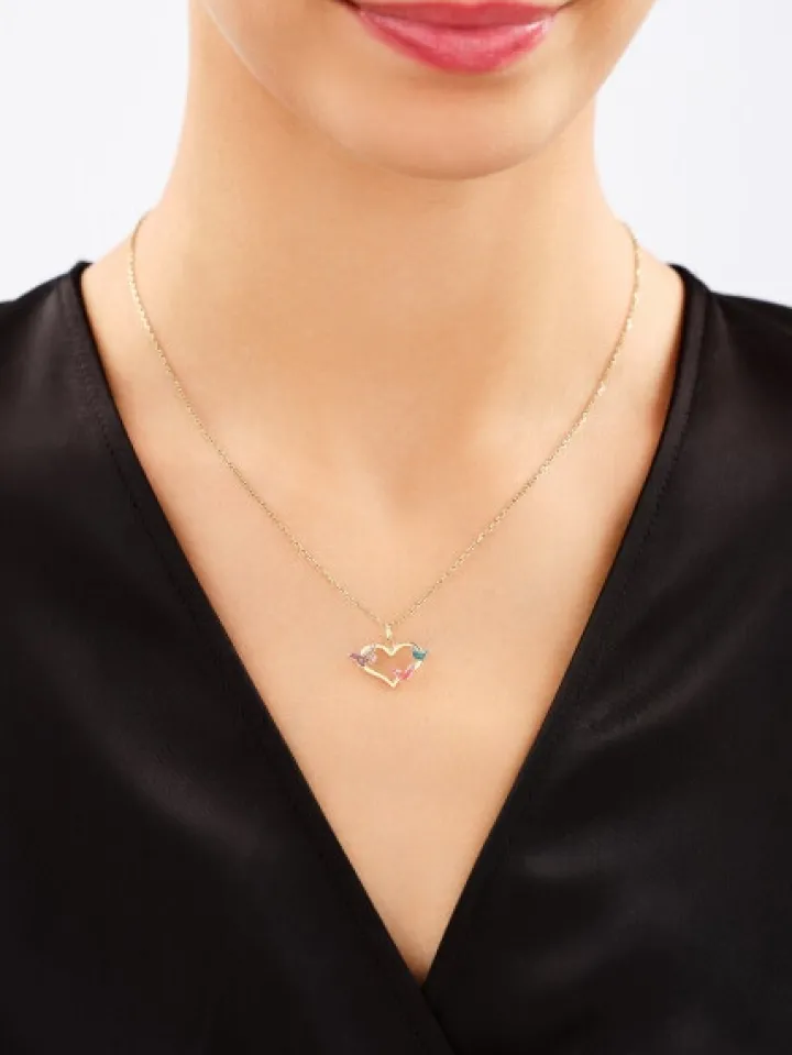 Złota zawieszka z emalią - motyle