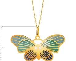 Złota zawieszka z emalią - motyl