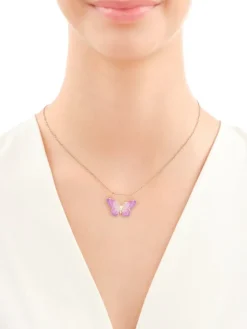 Złota zawieszka z emalią - motyl