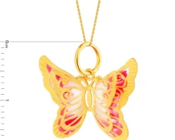 Złota zawieszka z emalią - motyl