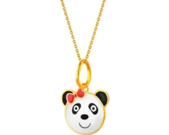 Złota zawieszka z emalią - miś panda