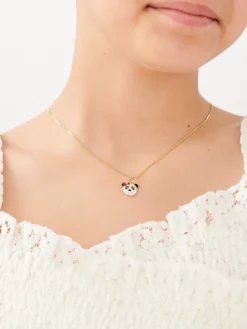 Złota zawieszka z emalią -  miś panda