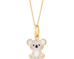 Złota zawieszka z emalią - miś koala