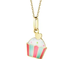 Złota zawieszka z emalią - muffina