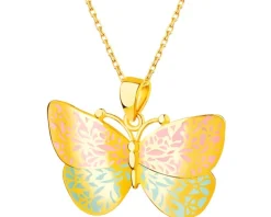 Złota zawieszka z emalią - motyl