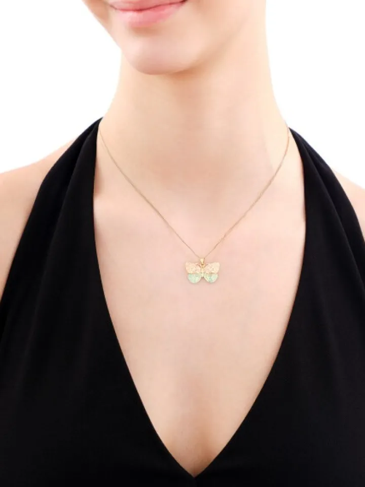 Złota zawieszka z emalią - motyl