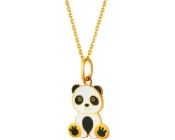 Złota zawieszka z emalią - miś panda