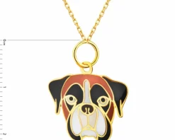 Złota zawieszka z emalią - piesek